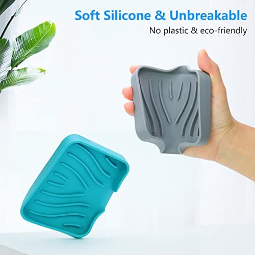 AIMAIAIMAI 3-Pack Silicone Soap Dish Set – Bar Soap Holder with Self-Draining Design, Easy-Clean Tray for Shower, Bathroom, Kitchen, and Tub 5