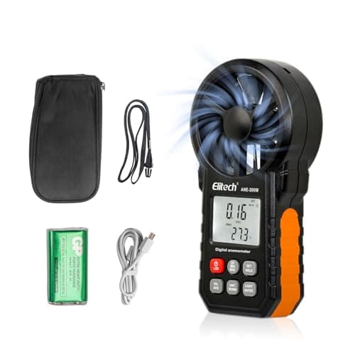 Elitech Bluetooth Anemometer Handheld, Digital Wind Speed Meter with Temperature and USB Data Export, CFM/CMM Measurement, for Drone Flights, Outdoor Activities, and HVAC, ANE-200W