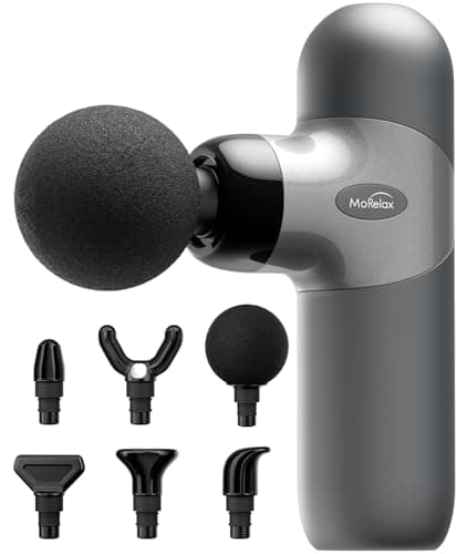 Morelax Mini Massage Gun, Percussion Muscle Massager for Back Pain Relief, Compact Sports Travel Massage Gun with 6 Massage Heads 4 Speeds, Gift for Her, Home, Athletes