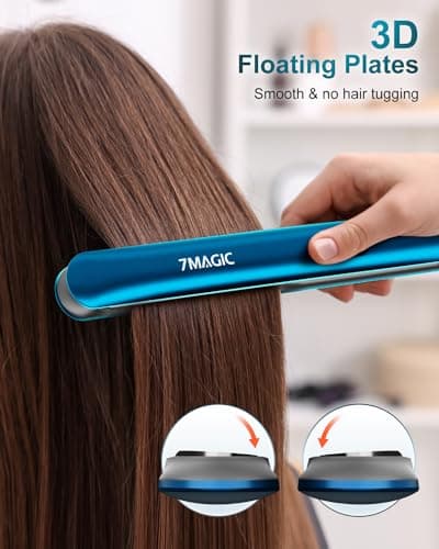 7MAGIC Hair Straightener, Ceramic Flat Iron with LCD, Professional 2 in 1 Hair Iron for Thick Hair, 11 Heat Settings Styling Tool 7