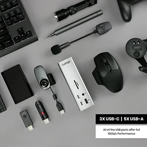CalDigit TS4, 18-in-1 Thunderbolt 4 Docking Station, 98W Charging, 3* TBT4 (40Gb/s), 3* USB-C + 5* USB-A (10Gb/s), 2.5GbE LAN, 1*8K@30Hz or 2*6K@60Hz Displays, Mac/Windows/Chrome, 0.8m Certified Cable 9