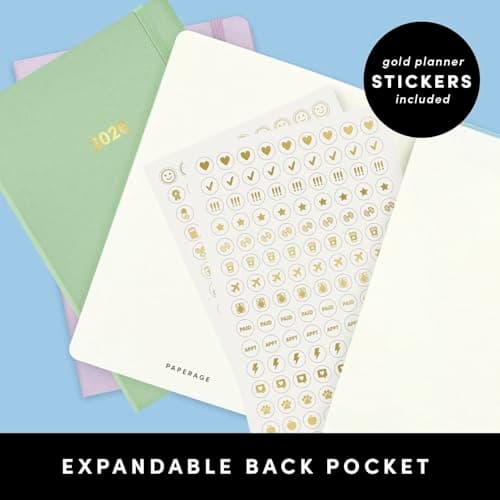 PAPERAGE 2026 Weekly & Monthly Planner, 12 Months (January 2026 - December 2026), 5.6 in x 8 in, Hardcover 2026 Planner with Weekly & Monthly Spreads, Note Pages, Stickers & Back Pocket – Lavender 5