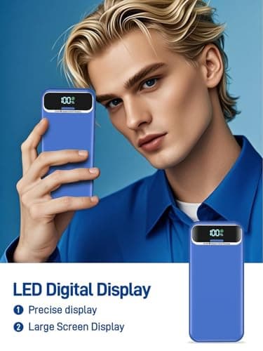 Portable Charger, 20000mAh 22.5W Fast Charging Power Bank with Built-in Cables & Wall Plug, Travel Essential External Battery Pack with LED Display, USB C Battery Phone Charger for iPhone Samsung Navy 7
