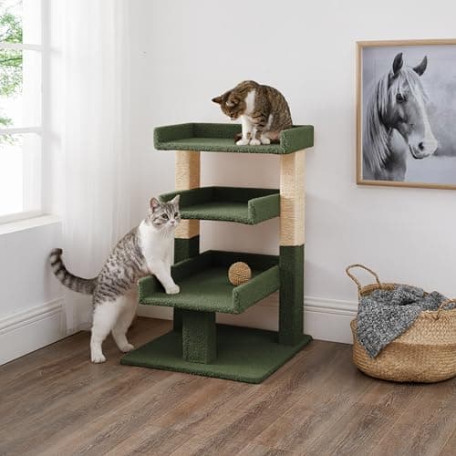 Nala Large Cat Tree Tower with 3 Spacious Platforms, Heavy-Duty Multi-Cat Condo with Sisal Scratching Posts, Stable Anti-Tip Design for Indoor Cats up to 20 lbs
