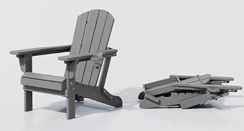 SERWALL All Weather HDPE Outdoor Adirondack, Gray