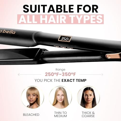 ELLA BELLA® Ceramic Flat Iron Hair Straightener • Professional Straightening Iron • Digital Display to Accurately Control Temperature • As Featured in Good Housekeeping 5