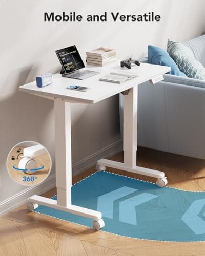 HUANUO Electric Small Standing Desk, 35" x 24" Whole Piece Desktop, Adjustable Height Computer Desk, 4 Height Memory Settings, Sit Stand Up Desk for Home Office, White 7
