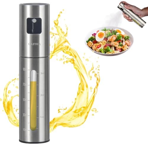 Gafiwa Olive Oil Sprayer for Cooking, Olive Oil Mister Spray Bottle for Cooking, Oil Dispenser Spritzer Bottle for Kitchen, SUS304 Stainless Steel, 100ml, Leak-Proof and Portable.