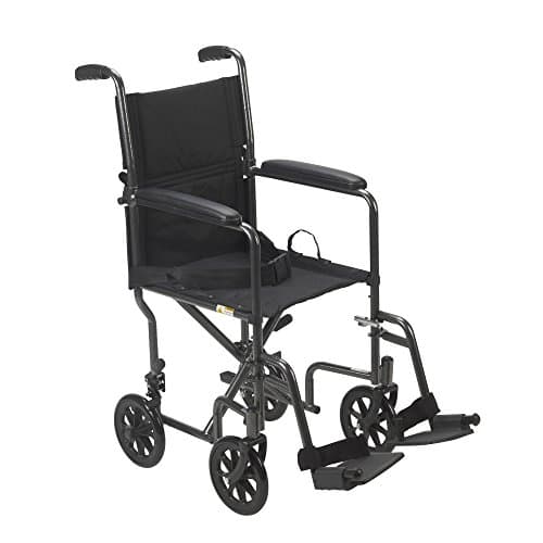 Drive Medical TR39E-SV Lightweight Folding Transport Wheelchair with Swing-Away Footrest, Silver