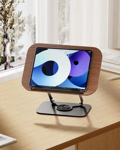Viozon Book Stand for Reading,Book Holder, Height&Angle Adjustable, 360° Rotating Base, Foldable and Portable, Lightweight for Office, Kitchen, School Textbook, Recipe, Magazine,Kindle,Tablet DW 6