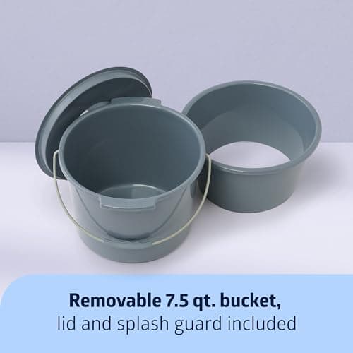 Medline Drop Arm Commode with Padded Seat and Backrest, Durable Toilet Chair for Adults and Seniors, Removable Pail, Splash Guard, Drop Down Arms for Easy Transfer, 350 lb. Weight Capacity, Tan 5