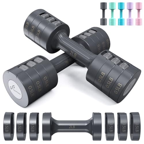 Adjustable Dumbbells Hand Weights Set: Sportneer 1 Pair 0.9-4.5KG (0.9-2.3KG) Fast Adjust Dumbbell Weight 6 In 1 Free Weights Barbells For Women Men Home Gym Workout Exercise Strength Training 9