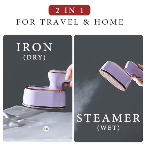 Travel Steamer Iron for Clothes Mini: Handheld Size Portable Fabric Clothing Steamers Small Hand Garment Electric Steam Ironing Machine for Dress Shirt Plancha a de Vapor para Ropa Portatil 6