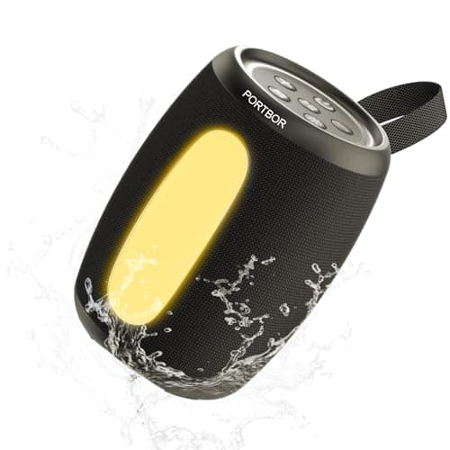 Bluetooth Speaker with Lights Stocking Stuffers for Men Women Teens Boys Girls, Portable Wireless, Powerful Sound, IPX5 Waterproof, White Elephant Gifts, TWS Pair, 15H Playtime, for Home/Party/Outdoor