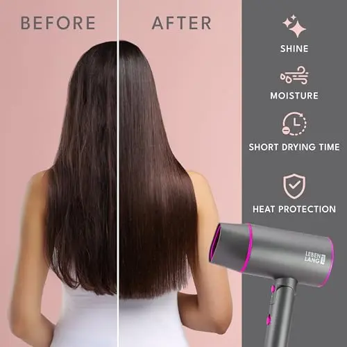 LEBENLANG Ionic Hair Dryer, 1875W - Foldable, Portable, Compact, Mini, Travel, Diffuser, Curly Hair 6