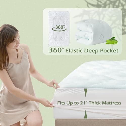 Hansleep Twin Mattress Pad Topper Memory Foam, Twin Foam Mattress Topper Viscose Derived from Bamboo, Twin Size Bed Mattress Pad Cover for Back Pain Relief, 39" x 75", White 4