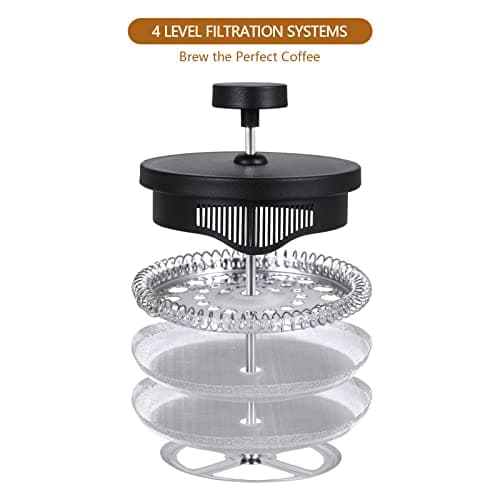 TBGENIUS French Press Coffee Maker 21 oz, Cold Brew Heat Resistant Thickened Borosilicate Coffee Pot, Coffee Presses 600 ml, Tea and Frothed Milk Press (Black，21Ounce) 2