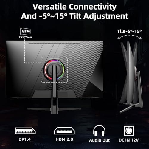 Kroteaup 32 Inch UHD Gaming Monitor 4K, 60Hz (3840 X 2160) Computer Monitor, HDR400, DCI-P3 86%，100% sRGB, Eye Care, Freesync, HDMI, Dp Port and Built-in Speaker, Support Wall 7