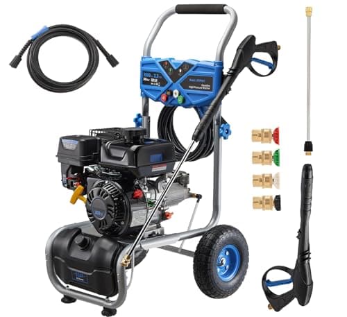 3500PSI Gas Pressure Washer, 209CC 4-Stroke Engine, Heavy Duty 2.3GPM Power Washer with 4 Quick-Connect Nozzles, 25FT Hose & Soap Tank, Water Pressure Washers for Driveways Decks Cars (Black)