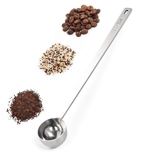 18/8 Stainless Steel Coffee Scoop, Doosu Food-Grade Metal Measuring Spoon with 8.5in Long Handle, Tablespoon Scooper for Coffee Beans, Ground Coffee, Espresso, Protein Powders, Tea, Sugar (1 Tbsp)