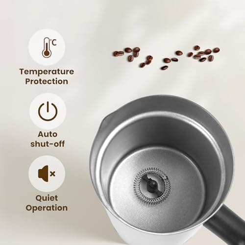 Milk Frother, 4-in-1 Milk Frother and Steamer, 10.6oz Electric Milk Steamer, Automatic Cold and Hot Foam maker for Lattes, Cappuccinos, Ceramic Lining Interior (Polished) 8