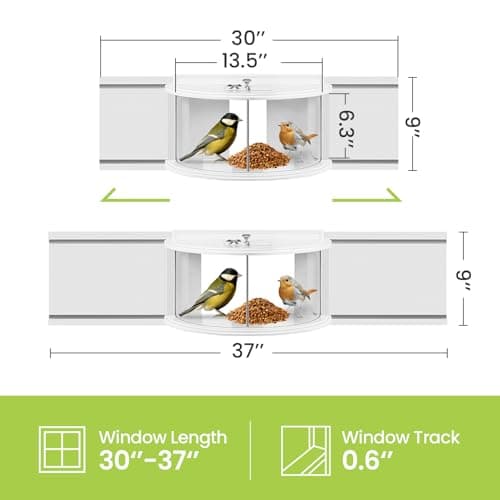 YORKING Window Bird Feeder, 180° Clear Bird Feeders for Window Viewing Inside, Squirrel Proof Wild Bird Feeders with Secure Lock, Extra Green Screen for Birds Stay Longer, Best Gift to Close Nature 5