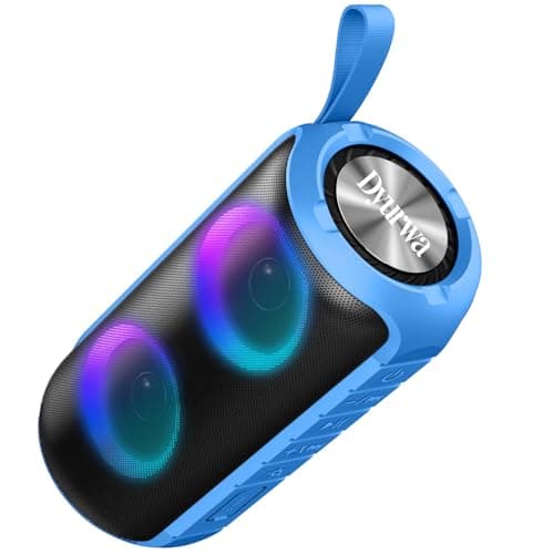 Bluetooth Speaker, 2026 NEW Portable Wireless Speaker, 24W Super Loud,TWS Pairing, Colorful RGB Lights, IPX7 Waterproof, 12H Playtime, HD Call for Outdoor/Home/Party/Beach, White Elephant Gift Blue