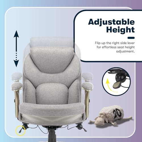 Serta Ergonomic Executive Office Chair Motion Technology Adjustable Mid Back Design with Lumbar Support, Light Gray Fabric 9