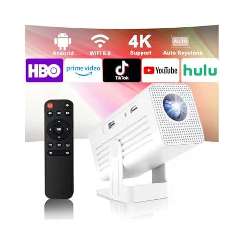 Mini Projector with WiFi and Bluetooth, 1080P Supported Smart Projector with Built in Apps, Outdoor Movie Projector 150" Display, Auto Keystone，Short focal length Projector.