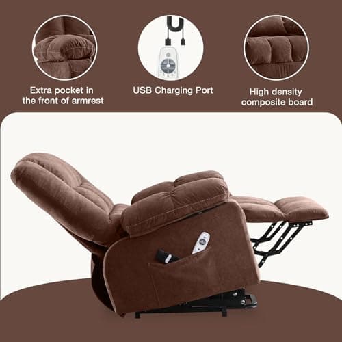 BOSMILLER Power Lift Recliner Chair Recliners for Elderly with Heat and Massage Recliner Chair for Living Room with Infinite Position and Side Pocket,USB Charge Port 6