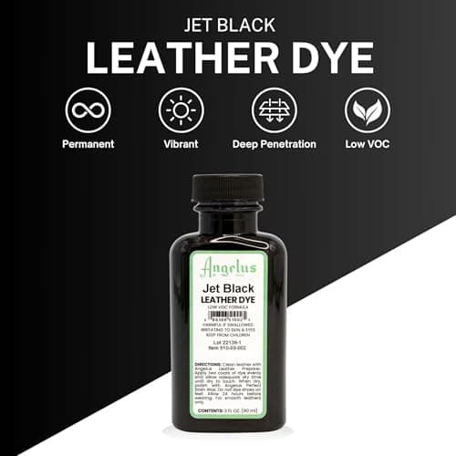 Angelus Leather Dye - Flexible Leather Dye for Shoes, Boots, Bags, Crafts, Furniture, & More 3oz, Dauber Included (Jet Black) 8