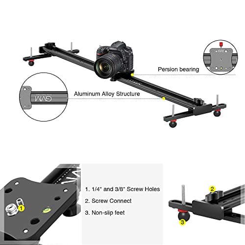 GVM Camera Slider Dolly Track, 31.5" Camera Slider Aluminum Rods Rotatable Rubber Wheels for DSLR Camera Camcorder and Low-Level Shooting 6