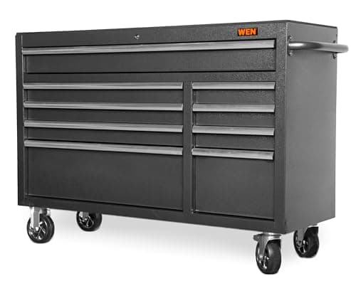 Wen 52-Inch Premium Rolling Tool Cabinet, Black, Heavy Duty 21-Gauge Powder-Coated Steel Construction, for Garage and Workshop (GG532B)