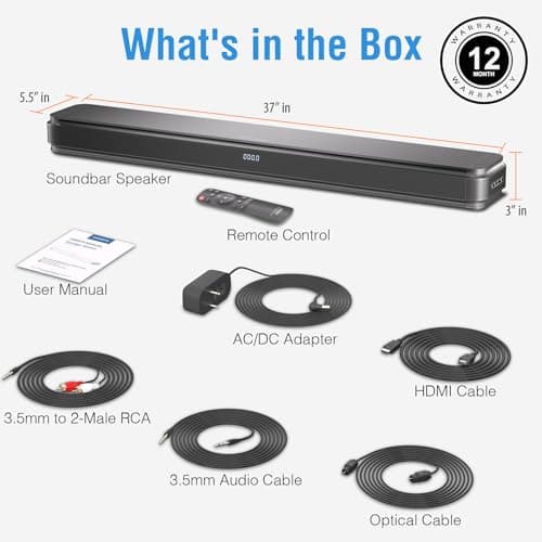 MAGNEMA 2.1ch 120W Sound Bar for TV with Dolby Audio and Dual Built-in Subwoofers, Bluetooth TV Speaker Soundbar with HDMI-ARC, RCA and Optical Connectivity, Enhanced Clarity and Balanced Bass, Black 7