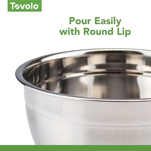 Tovolo Small Stainless Steel Mixing Bowl 1.5 Quart Metal Mixing Bowl with Rounded Lip for Easy Pour and Nesting Storage, Dishwasher Safe Quart Metal Bowl for Baking Mixing and Cooking Prep 6