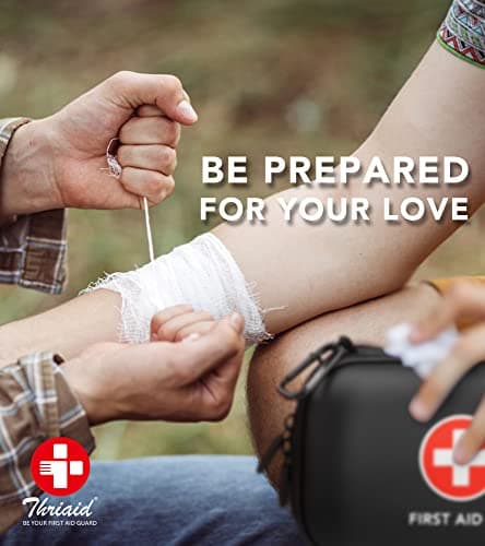 Mini First Aid Kit, 100 Pieces Water-Resistant Hard Shell Small Case - Perfect for Travel, Outdoor, Home, Office, Camping, Hiking, Car (Black) 6