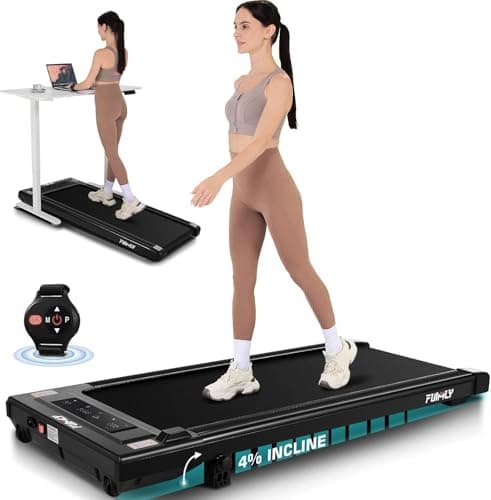 Walking Pad Under Desk Treadmill with Incline Portable Walking Treadmills for Home 300lbs Max,LED Touch Screen,Remote Control,Mini Installation-Free(Balck)