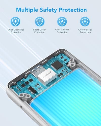 charmast Portable Charger with Built-in Cables and Plug, 10000mAh USB C Power Bank Fast Charging, External Battery Pack Slim, Travel Essentials Compatible with iPhones, Samsung Galaxy, iPad 9