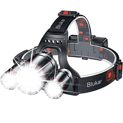 Blukar LED Headlamp, Super Bright Rechargeable Headlight Flashlight - 3 Lights 5 Modes,Zoomable,Spotlight&Floodlight Combination, IPX6 Waterproof, 20+Hrs Runtime for Running,Hiking,Camping etc.