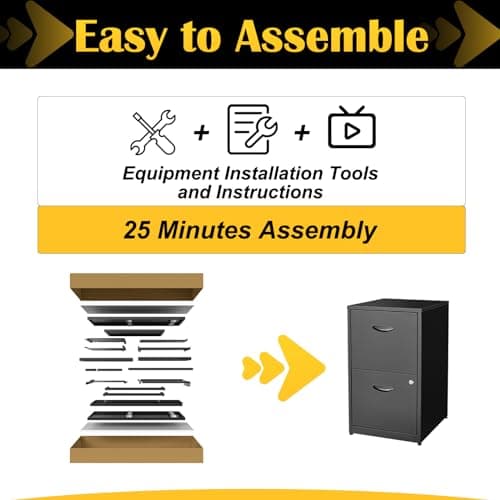 SteeLoong 2 Drawer File Cabinets,Metal Office File Cabinet with Lock,Black Filing Cabinets for Home Office,Vertical Modern File Cabinet Office Two Drawers for Hanging Letter,Assembly Required 6