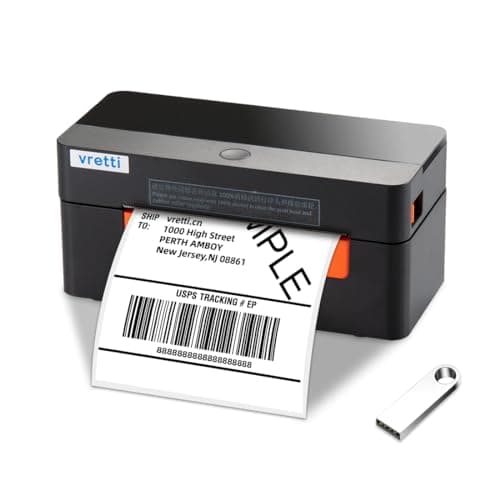 vretti Thermal Shipping Label Printer - 4x6 Desktop Barcode USB for Small Business & Packages - Compatible with Mac Windows Linux Chrome OS UPS USPS