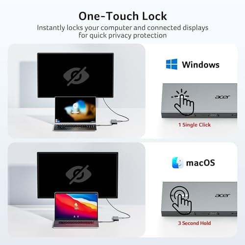 Acer USB C Docking Station Dual Monitor with 2 HDMI, 9-in-1 Laptop Docking Station with 4K@60Hz HDMI, USB A&C 3.0, SD/Micro SD, 100W PD, USB C Dock Compatible with Acer/Dell XPS/HP/Mac/Surface (15cm) 6