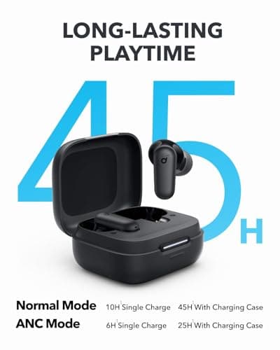 Soundcore P30i by Anker Noise Cancelling Earbuds, Strong and Smart Noise Cancelling, Powerful Bass, 45H Playtime, 2-in-1 Case and Phone Stand, IP54, Wireless Earbuds, Bluetooth 5.4 (Black) 5
