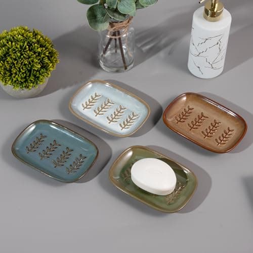 HighHerz Aesthetic Ceramic Soap Dish for Shower, Soap Holder with Raised Relief, Shower Soap Dish for Shampoo Bar Or Sponge, Soap Saver for Bathroom, Kitchen, Sink, Decorative Soap Tray (Blue) 8