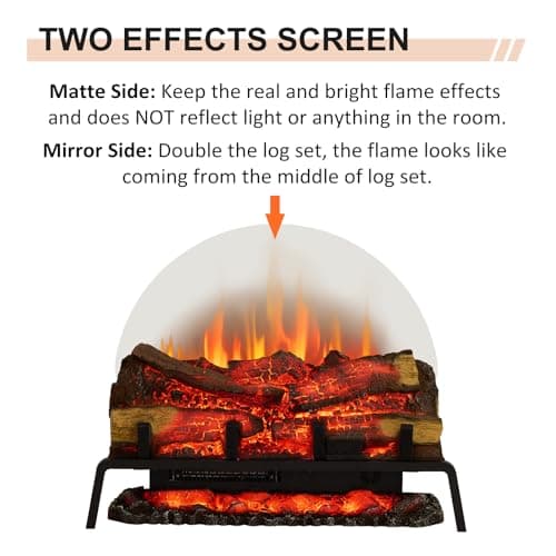 PuraFlame 27" Free Standing Electric Fireplace Log Set Insert, 750W/1500W Heater, 6 Flame Colors with 5 Brightness, Crackling Sound, Remote Control 6