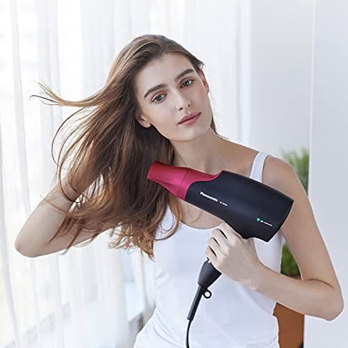 Panasonic nanoe Hair Dryer, 1875 Watt Professional Blow Dryer for Smooth, Shiny Hair with 3 Attachments Quick Dry Nozzle, Diffuser and Concentrator Nozzle – EH-NA65-K (Black/Pink), Black 9
