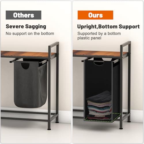 Sonharlar Laundry Hamper, Laundry Sorter with 4 Pull-Out Removable Oxford Fabric Bags Cloth Laundry Basket 4 x 10 Gallons (Black and Rustic Brown) 7