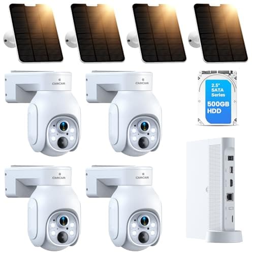 Solar Security Cameras Wireless Outdoor,2K Solar Cameras for Home Security, Wireless Security Camera System with 360° Pan & Tilt, Color Night Vision, 500GB HDD NVR, No Subscription, 2.4G & 5G WiFi