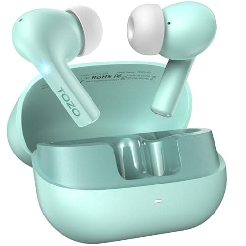 TOZO E2 Wireless Earbuds 10mm Drivers with Powerful Bass, App Customize 32 EQs, with 2 Mics AI Call Noise Cancellation, 30H Playtime, Bluetooth 5.3 Ear Buds, Comfort Fit in-Ear Headphones