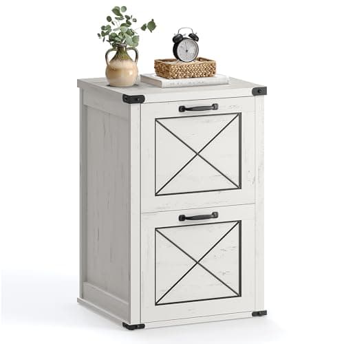 VASAGLE File Cabinet, Filing Cabinet with 2 File Drawers, Printer Stand, Fit A4, Letter Size, Hanging File Folders, Modern Farmhouse Style, for Home Office, Rustic White UOFC048T73